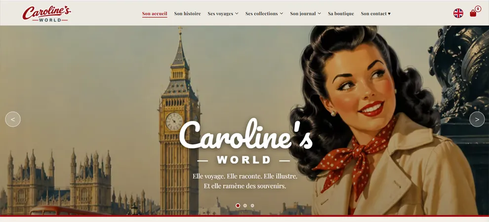 Site web Caroline's World – collection de posters et univers de voyage
